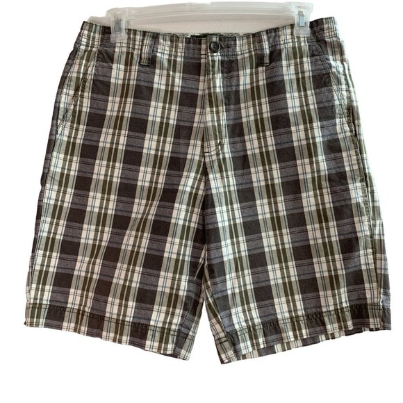 Eddie Bauer - Men Size 35 - Gray Green Blue White Plaid Casual Bermuda Shorts - Picture 1 of 7